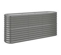 vidaXL Garden Planter Outdoor Pot Patio Raised Bed Flower Pot Stand Oval Planter Vegetable Herb Bed Plant Stand Powder-coated Steel Grey, 152 x 40 x 68 cm