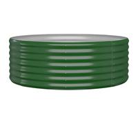 vidaXL Garden Raised Bed Round Planter Box - Green Powder-Coated Steel 100x100x36 cm for Outdoors, Patio, Deck, Balcony Plant Growing