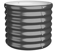 vidaXL Garden Planter-Raised Bed, Powder-coated Steel, Round, 40x36 cm, Anthracite, Weather-Resistant, for Patio/Garden/Outdoor