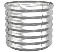 vidaXL Silver Powder-Coated Steel Round Garden Planter - Outdoor Patio Raised Bed 40cm Diameter Ideal for Flowers/Plants/Herbs