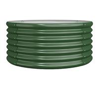 vidaXL Garden Planter Powder-Coated Steel Green - Raised Bed/Flower Pot Stand for Outdoor/Patio/Garden, Circular, 80cm Diameter