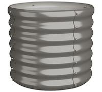 vidaXL Garden Planter, Powder-coated Steel Grey Round Planter Box, Sturdy & Weather-Resistant, Suitable for Outdoor Use, Flowers, Herbs, Vegetables Planting Solution - 40x40x36 cm