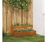 vidaXL Garden Planter - Corten Steel, Weathered Finish, 100x60x45cm, Outdoor/Conservatory Use, Stylish Rectangular Rustic Design