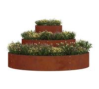 vidaXL Round Garden Planter – Weathering Steel Brown 120 x 120 x 20 cm