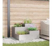 Garden Planter Silver Stainless Steel 100x100x60 cm Rectangular Outdoor ModernXL
