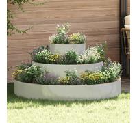 vidaXL Garden Planter Silver 120 x 120 x 20 cm Galvanised Steel, Garden and Terrace, Modern Round Planter, Steel for Outdoor Use, Sturdy Metal Pots Decor for Gardens