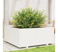vidaXL Garden Planter White 110x110x49.5 cm Solid Wood Pine