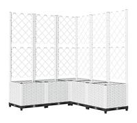 vidaXL Garden Planter with Trellis Outdoor Entrance Patio Terrace Raised Bed Flower Box Climbing Support Plant Pot White 120x120x136 cm PP