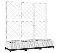 vidaXL Garden Planter with Trellis White 120x40x121.5 cm PP