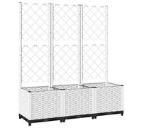 vidaXL Garden Planter with Trellis White 120x40x136 cm PP, White