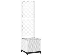 vidaXL Garden Planter with Trellis - White Polypropylene Outdoor Raised Bed 40x40x136 cm