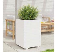 vidaXL Garden Planter White 50x50x72.5 cm Solid Wood Pine NEW
