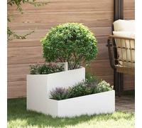vidaXL Garden Planter White 60 x 60 x 50 cm Cold-rolled Steel