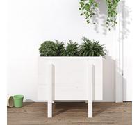vidaXL Garden Planter Flower Box Garden Pot Plant Pot White Solid Wood Pine