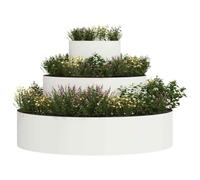 vidaXL Garden Planter White 90 x 90 x 20 cm Cold-rolled Steel, Garden and Terrace, Modern Round Planter, Steel for Outdoor Use, Sturdy Metal Pots Decor for Gardens
