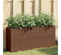 vidaXL Garden Planter with 2 Pots Brown 90x20x40 cm Poly Rattan
