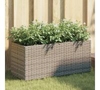 vidaXL Garden Planter - Grey Poly Rattan Flower Box 72x30x32 cm with 2 Pots - Durable Corrosion-Resistant Powder Coated Steel Frame - Outdoor Decoration