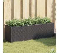 vidaXL Garden Planter - PE Rattan, Powder-Coated Steel Frame, 3 Pots, Decorative Flower Box, Black, 105x30x32 cm