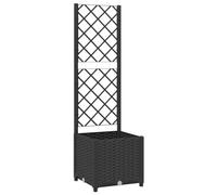 vidaXL Garden Planter with Built-in Trellis - Durable Outdoor Planter Box for Climbing Plants and Flowers - Black Polypropylene - 40x40x136 cm