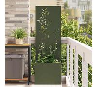 vidaXL Garden Planter with Decorative Panel Olive green 50 x 140 cm