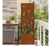 vidaXL Garden Planter with Decorative Panel Rusty 50 x 140 cm