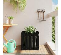 vidaXL Garden Planter with Fence Design Black 50x50x50 cm Solid Wood Pine