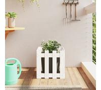 vidaXL Garden Planter with Fence Design White 40x40x40 cm Solid Wood Pine