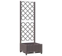 vidaXL Garden Planter with Integrated Trellis-Brown Rectangular PP Flower Box-Outdoor Raised Bed for Planting-40x40x121.5cm