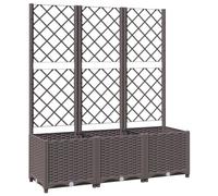 vidaXL Garden Planter with Integrated Trellis, Weather-Resistant Polypropylene Material, Large Capacity for Green Plants and Flowers, Ideal for Outdoor Decoration - Brown, Size: 120x40x136 cm