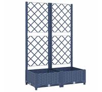 vidaXL Garden Planter with Trellis Outdoor Entrance Balcony Patio Terrace Raised Bed Flower Box Climbing Support Plant Pot Dark Grey PP