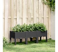 vidaXL Garden Planter with Legs Outdoor Flower Pot Planter Pot Box Black PP