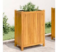 vidaXL Garden Planter with Liner - Solid Acacia Wood Outdoor Flower Box 54x31x75 cm Brown