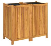 vidaXL Garden Planter with Liner, Plant Pot for Balcony Terrace, Flower Pot for Flower Herb Plant, Decorative Outdoor Planter Box, Solid Wood Acacia