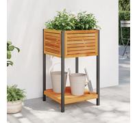 vidaXL Garden Planter with Shelf 45x45x80 cm Solid Wood Acacia and Steel