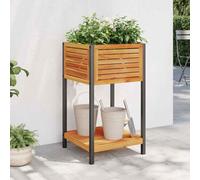 vidaXL Garden Planter with Shelf 45x45x80 cm Solid Wood Acacia and Steel, Brown