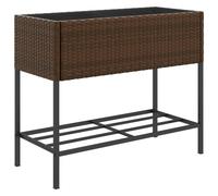 vidaXL Garden Planter with Shelf Brown Poly Rattan