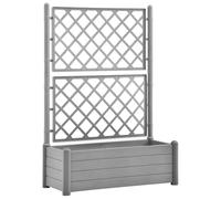 Garden Planter with Trellis Stone Grey 43x43x142cm PP 30L Frost & UV with Drains