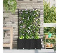 vidaXL Vertical Garden Planter with Trellis-80 x 40 x 143 cm, Black Synthetic Plastic, Indoor/Outdoor, 150L Capacity