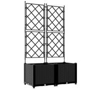 vidaXL Vertical Garden Planter with Trellis-80 x 40 x 143 cm, Black Synthetic Plastic, Indoor/Outdoor, 150L Capacity