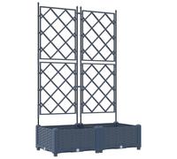vidaXL Garden Grey Plastic Planter & Trellis - Adjustable Height, Outdoor/Indoor Use, UV Resistant, 80x40x125.5 cm, Matte Finish