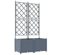 vidaXL Light Grey Rectangular Garden Planter with Trellis - 80x40x143 cm - Weather-Resistant Plastic for Indoor/Outdoor Spaces