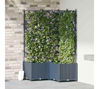 vidaXL Garden Planter with Trellis 3 pcs Grey 80 x 80 x 143 cm PP