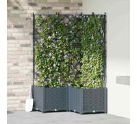 vidaXL Garden Planter with Trellis 3 pcs Light grey 80 x 80 x 143 cm