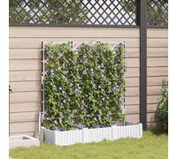 vidaXL Garden Planter with Trellis 3 pcs White 120 x 40 x 125.5 cm PP
