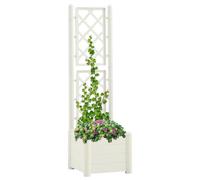 vidaXL - Garden Planter with Integrated Trellis for Climbing Plants, Weather-Resistant Polypropylene Raised Bed for Outdoor/Indoor - 43x43x142 cm, 30L, White