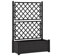 vidaXL Garden Planter with Trellis - Anthracite, 100x43x142 cm, 90L Capacity, UV and Frost Resistant PP Material Suitable for Indoor and Outdoor Use, with Draining Bottom
