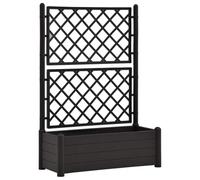 vidaXL Garden Planter with Trellis - Anthracite, 100x43x142 cm, 90L Capacity, UV and Frost Resistant PP Material Suitable for Indoor and Outdoor Use, with Draining Bottom
