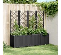 vidaXL Garden Planter with Trellis Black 160x40x140 cm PP