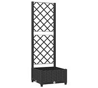 vidaXL Garden Planter with Trellis - Space-Optimising Outdoor Planter - Versatile for Climbing Plants - Weather-Resistant Polypropylene - Easy Assembly - Black