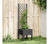 vidaXL Garden Planter with Trellis Black 40x40x142 cm PP
